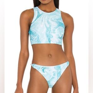 NWT GANNI swirl bikini w/ zipper back and twist sides size 38